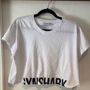 Gymshark White Cropped Tee with Black Logo